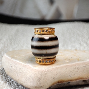 珠改系镶嵌黑白玛瑙虎牙一线药师天珠玛瑙隔珠DIY手串项链配件