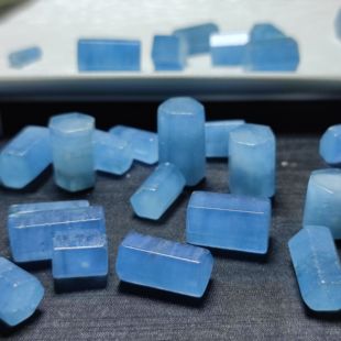 天然海蓝宝柱子随行桶珠散珠手串配饰串珠diy水晶饰品