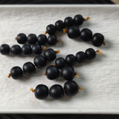 天然新疆和田玉墨玉老型珠散珠子手工diy手链项链配件饰品配饰