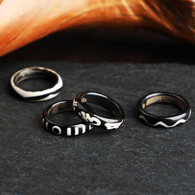 西藏天珠玛瑙跑环戒指星月菩提椰蒂手串DIY藏式配饰