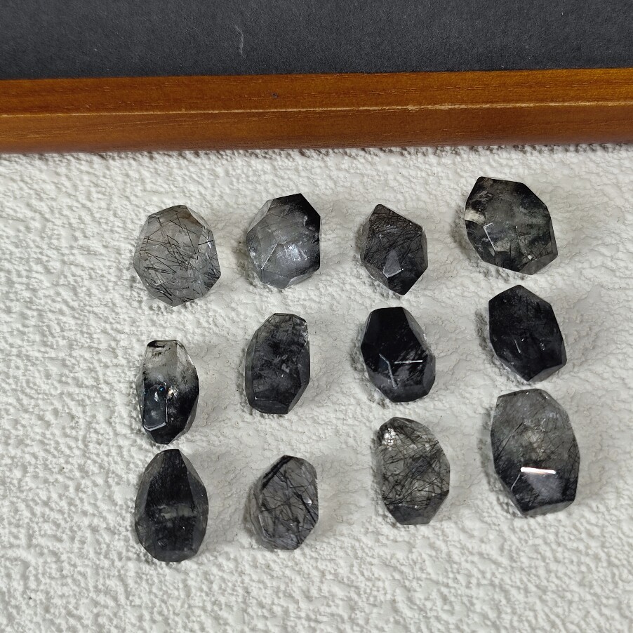 一物一图天然黑发晶随形散珠diy手链配件水晶不定形切面珠配饰