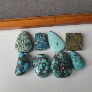 天然原矿绿松石高瓷蓝绿色水滴无事牌吊坠diy手链项链配饰