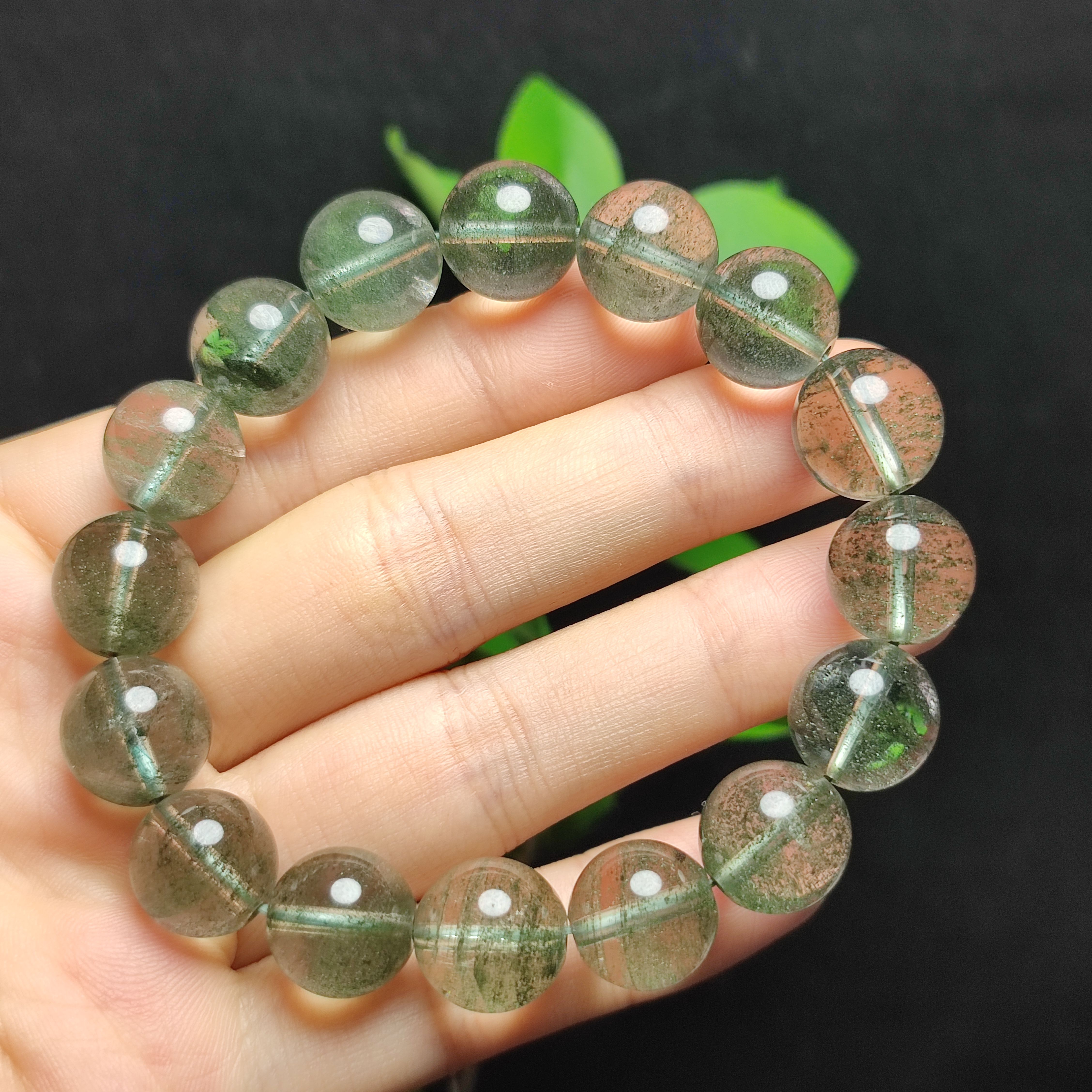 一物一图天然巴西绿幽灵彩幽灵花手链满天星千层聚宝盆手串大颗粒