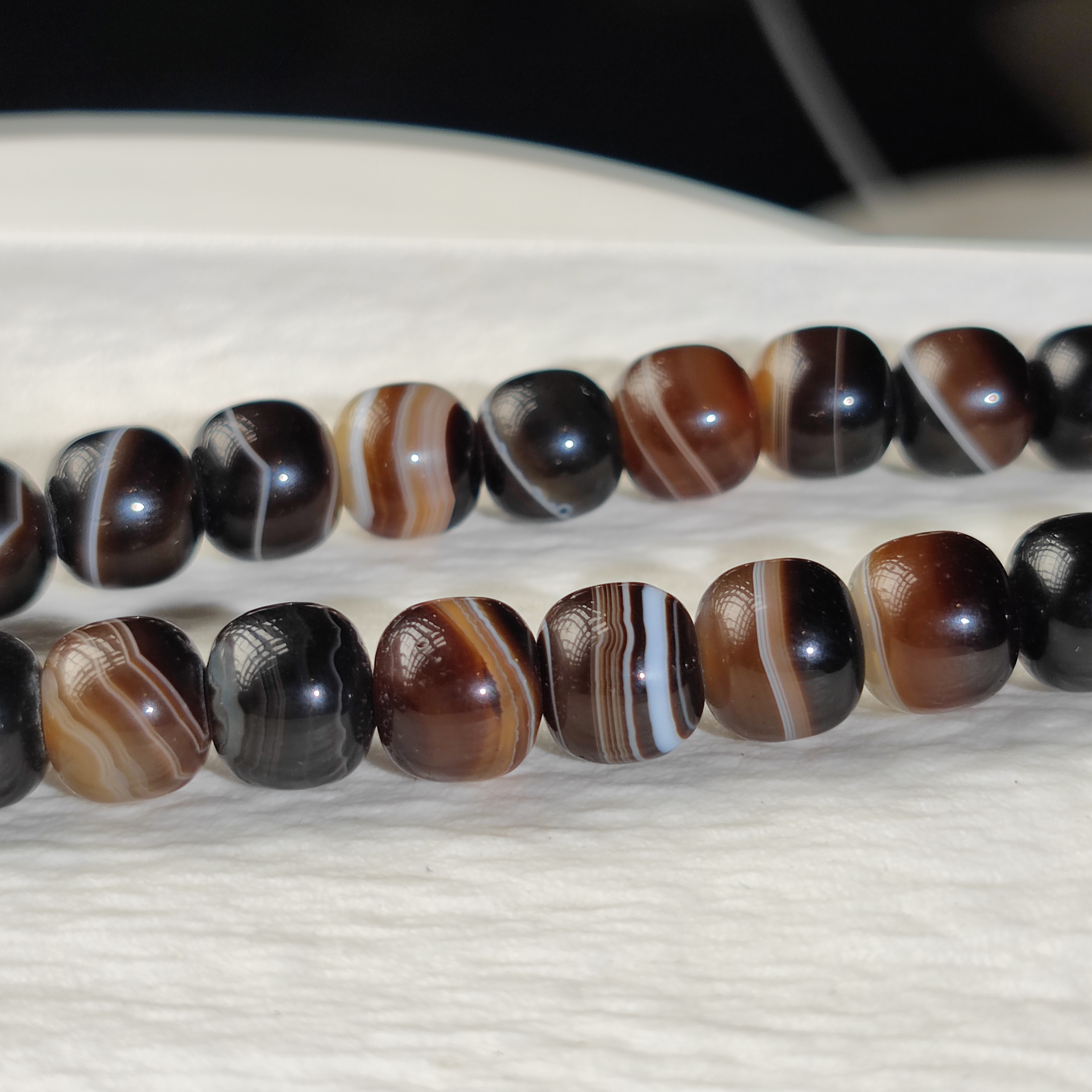 天然缠丝玛瑙老型珠腰珠文玩顶珠腰珠配珠散珠diy配饰