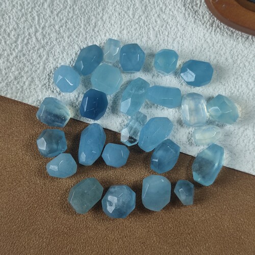 一物一图天然海蓝宝随行切面随行diy水晶手链饰品配件水晶散珠