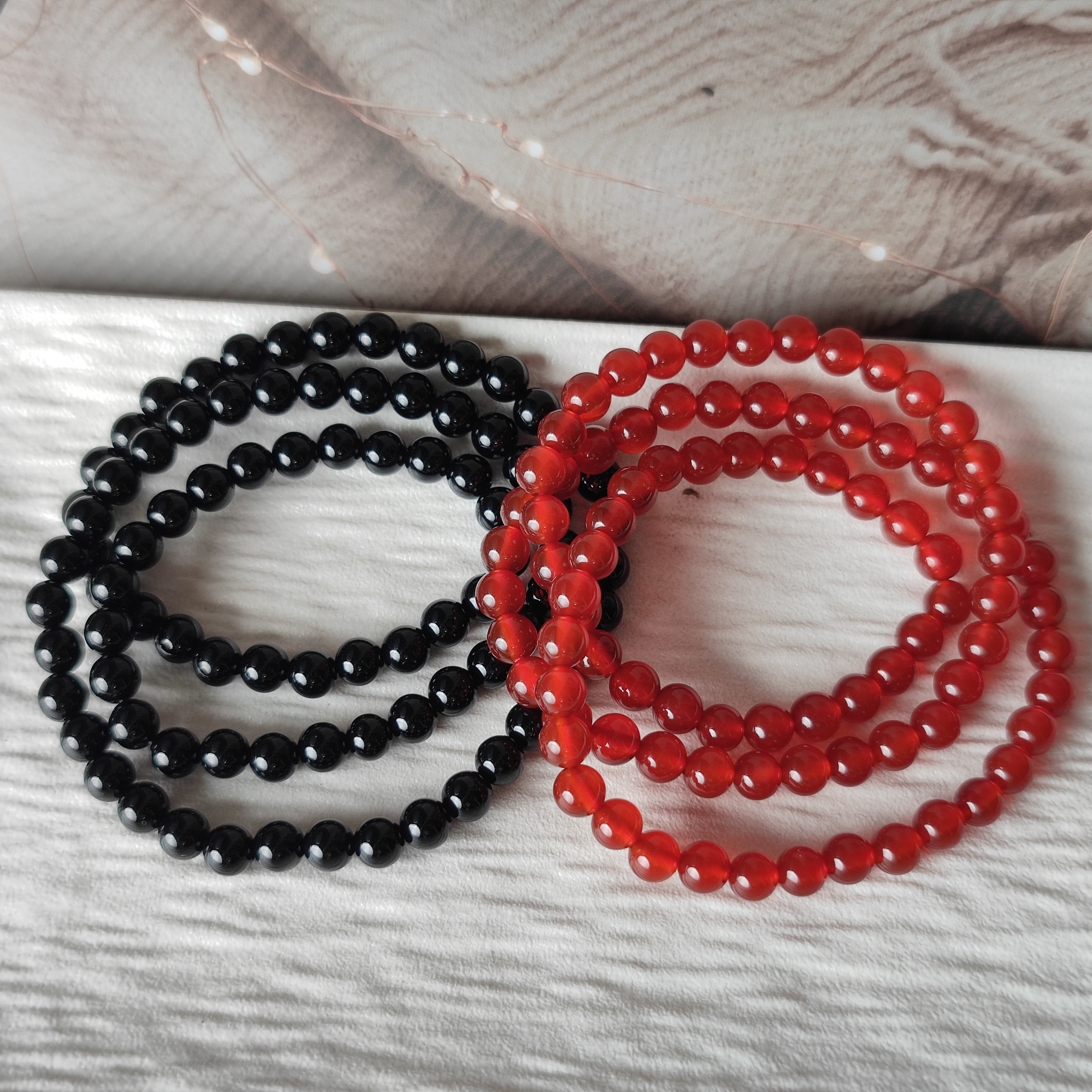 天然红玛瑙黑玛瑙手串多圈项链女款时尚水晶饰品