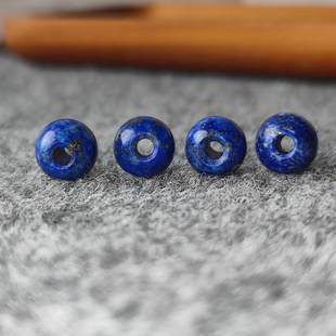 天然原矿天然青金石圆珠子大孔道阿富汗青金石散珠DIY配饰配珠