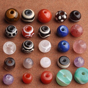 大孔天珠大孔道老缠丝玛瑙玉髓DIY文玩单珠大孔青金石草莓大孔道