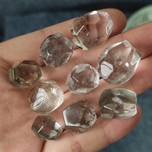 天然不规则绿幽灵彩幽灵随形散珠手链项链吊坠diy配饰一物一图