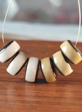 黑白牙黄玛瑙一线药师珠隔片隔珠配珠藏式文玩佛珠手串doy散珠配