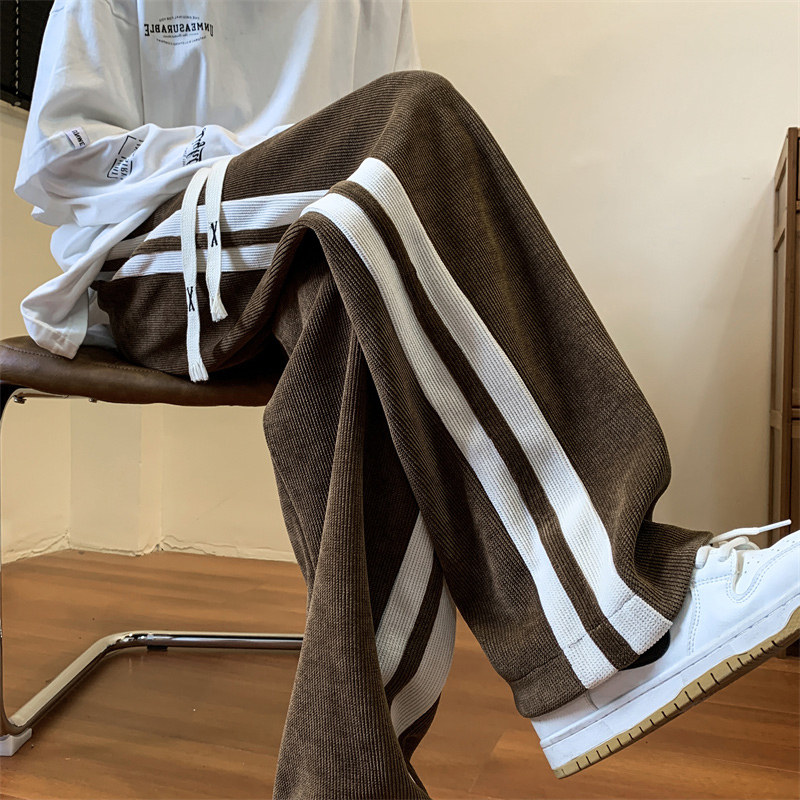 灯芯绒裤子男宽松休闲裤韩版潮流ins港风秋冬季加厚束脚运动卫裤