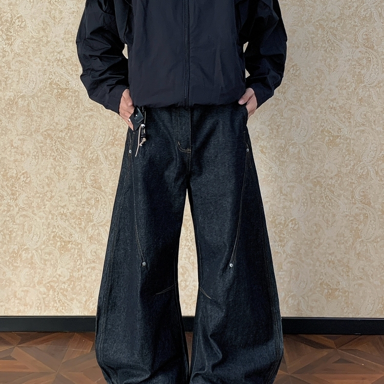 廓形裁片解构丹宁黑牛仔裤男