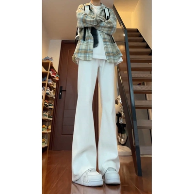 cleanfit白色弯刀牛仔裤男款