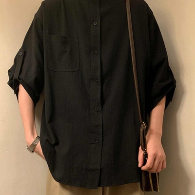 新中式七分袖衬衫男装2025