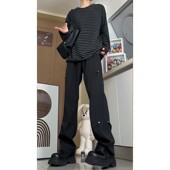 裤 黑色铆钉微喇西裤 春秋新款 显腿长工装 垂坠感高级感冰丝裤 子男款