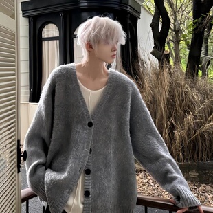 cleanfit开衫毛衣男款宽松慵懒高级感痞帅针织外套韩系氛围感穿搭