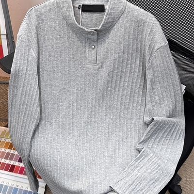 秋冬亨利领内搭打底衫T恤男