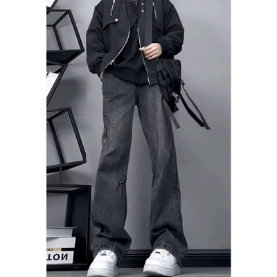 黑灰色弹力牛仔裤男款秋季