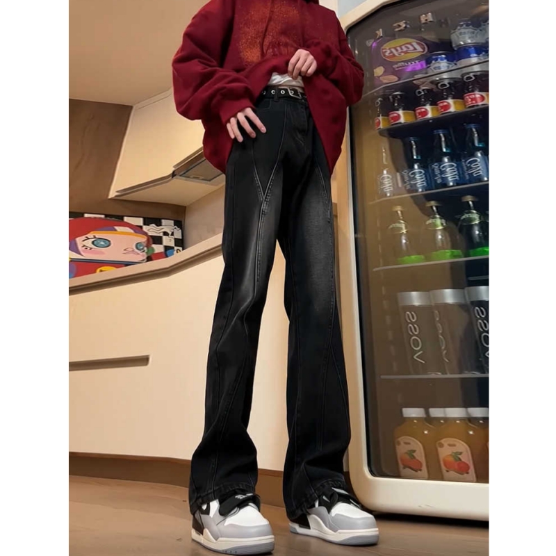 提档版型黑灰色渐变牛仔裤