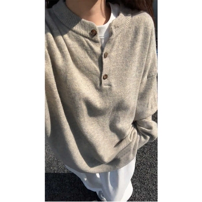 美式复古亨利领毛衣男冬季