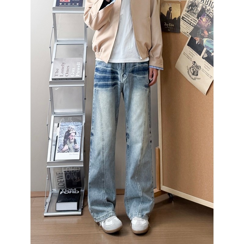 水洗闪电牛仔裤男生款