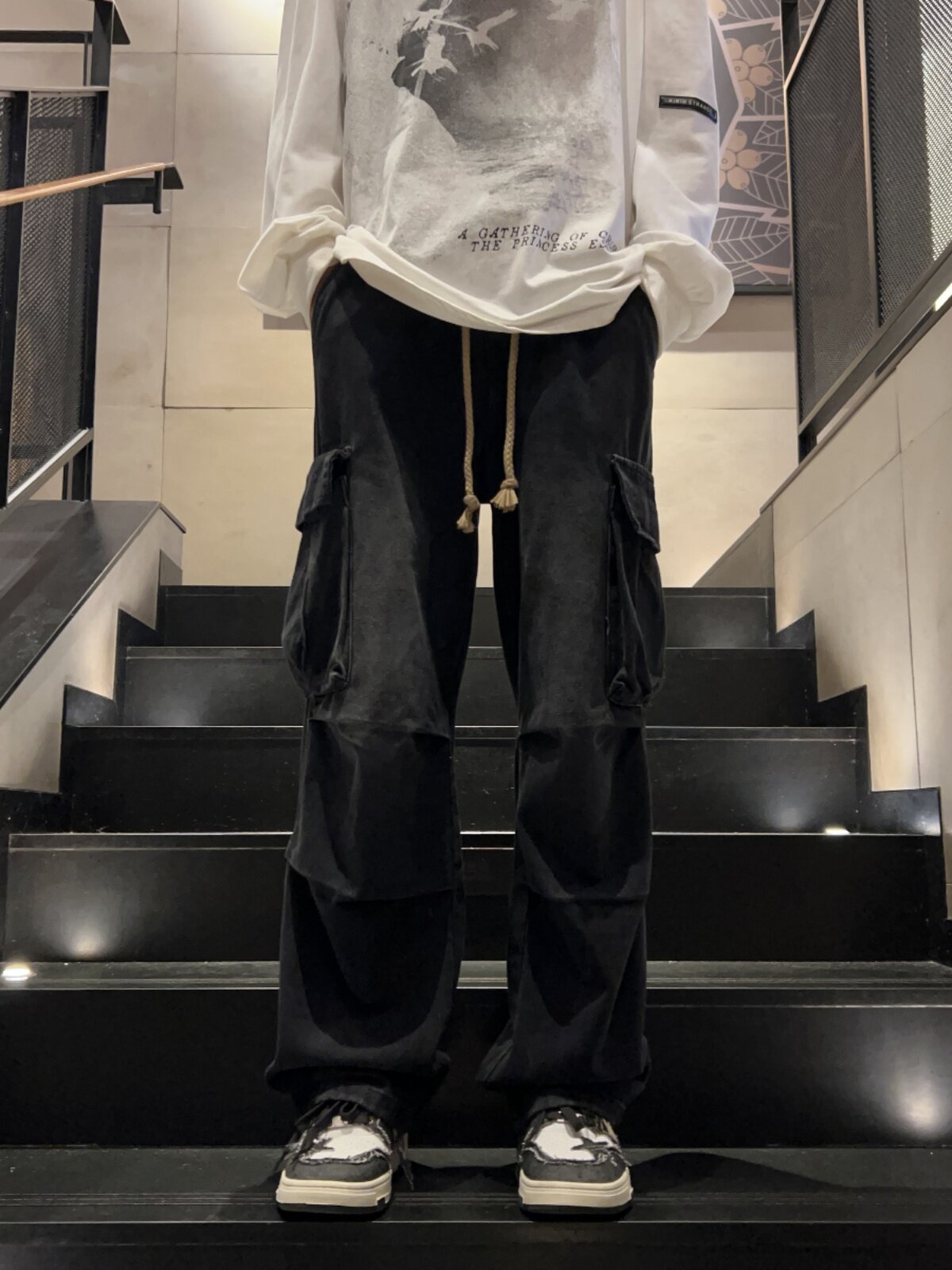 봄맞이 아메리칸 워크웨어 진 핸섬한 트렌디 브랜드 넉넉한 포켓 디자인 오버사이즈 하이스트리트 와이드 팬츠