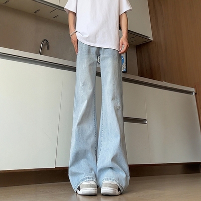 破洞牛仔裤男夏薄款阔腿