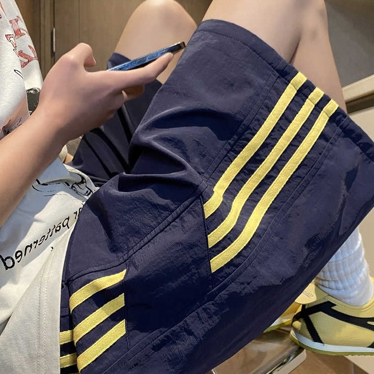 美式撞色条纹速干短裤男夏季