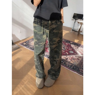 子潮牌直筒运动长裤 美式 hiphop街舞穿搭裤 男女款 复古迷彩弯刀卫裤