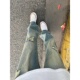 子中腰显瘦直筒微喇裤 美式 春秋季 设计感裤 复古蓝破洞牛仔裤 男生款