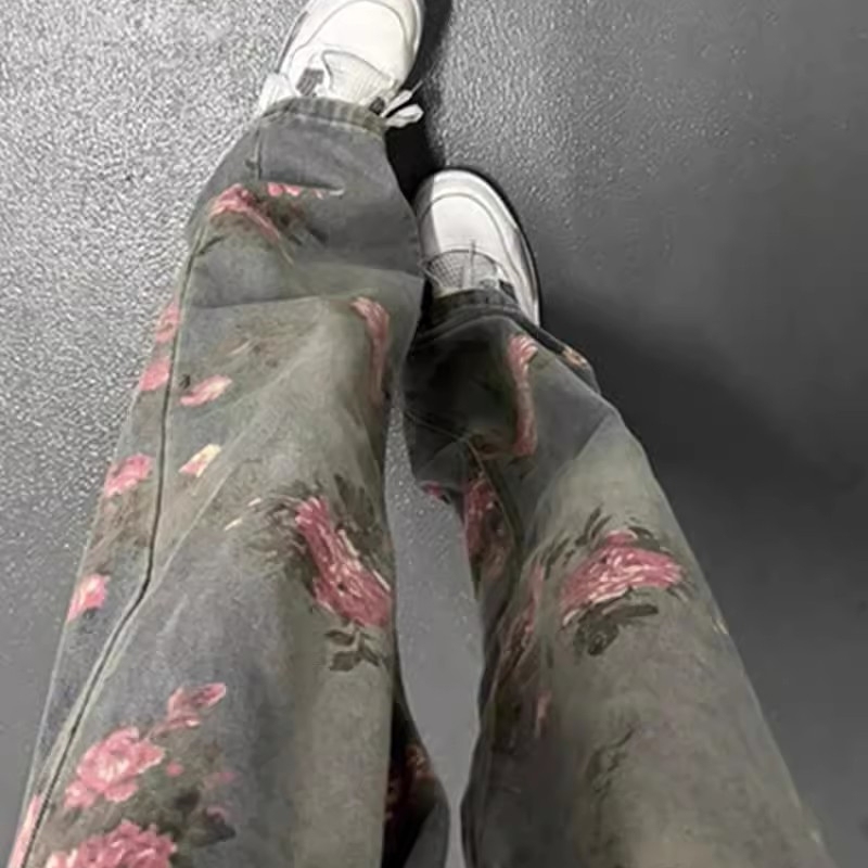 cleanfit牡丹提花牛仔裤男