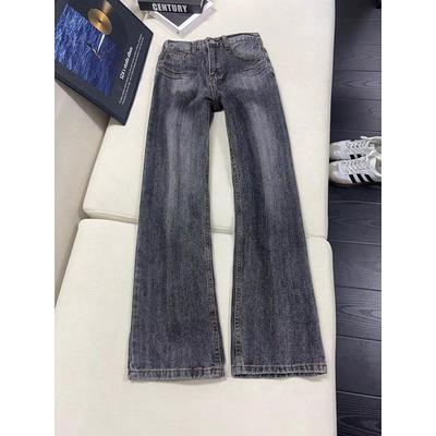 浅蓝色竹节纹水洗牛仔裤男款秋季潮牌痞帅炸街裤子显瘦直筒微喇裤