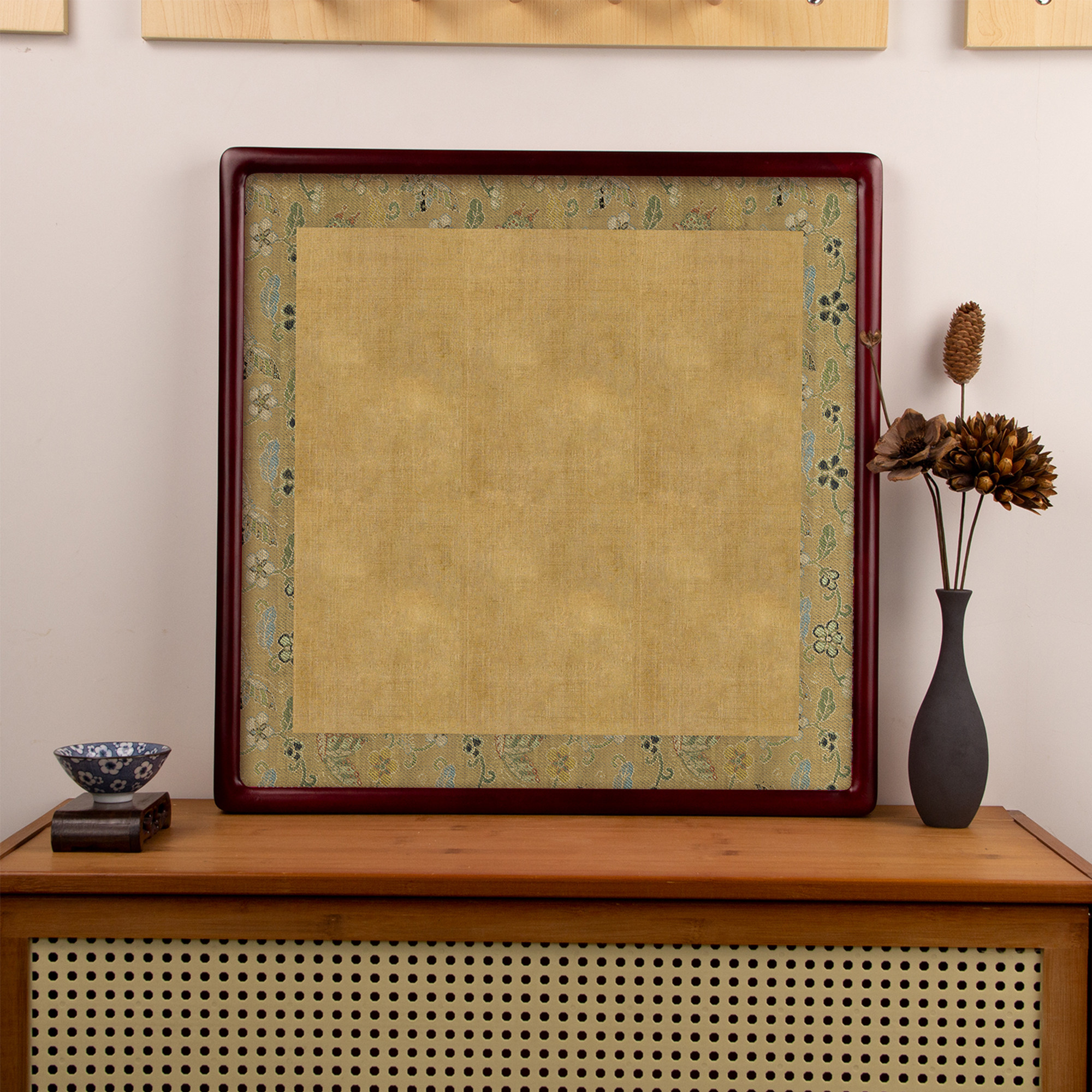 斗方50cm实木圆角框书法摆件字画禅意办公室装饰画空白相框定制