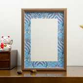 仿宋锦硬卡摆台手写空白相框画框自己写7寸8寸国潮创作宣纸带框A4