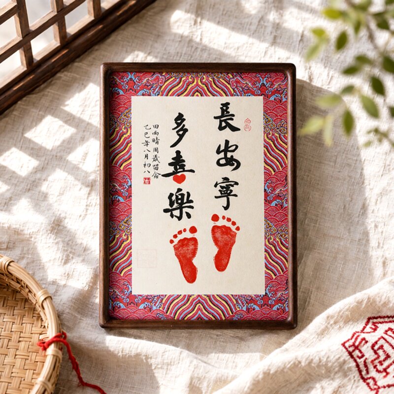 满月出生纪念手足印周岁宝宝相框