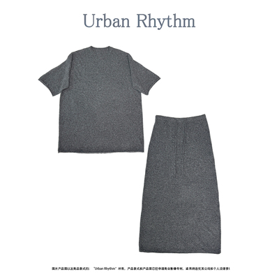 早秋绵羊毛针织短袖毛衣+半身裙