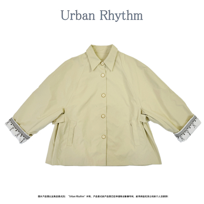 春季宽松翻领插肩袖刺绣短外套女