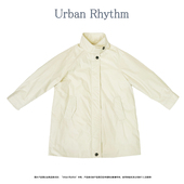 UrbanRhythm高定油蜡皮质感经典 立领90白鹅绒中长款 羽绒服女保暖