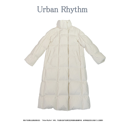 90白鹅绒绗格立领新款羽绒服长款