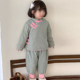 服装裁剪纸样男女童中式斜襟棉服外套样板亲子装棉裤套装打板样板