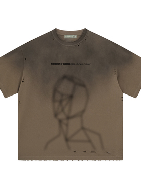 UMBNESS原创设计感小众复古潮牌上衣美式水洗做旧短袖t恤夏季