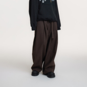 UMBNESS 潮 加厚文艺垂感宽松日系复古休闲裤 秋冬新款 混纺阔腿西裤