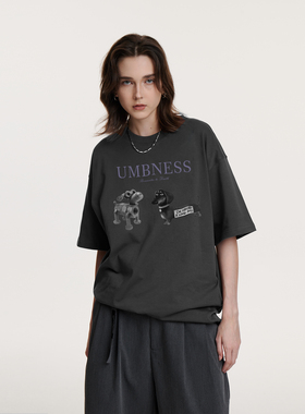 UMBNESS原创美式复古小众设计感短袖男女显瘦宽松休闲潮流T恤夏季