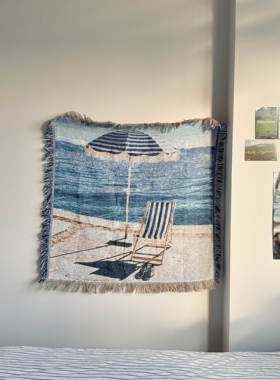 希腊风情 地中海 沙滩度假风格 蓝条纹 惬意风格慵懒时光挂毯