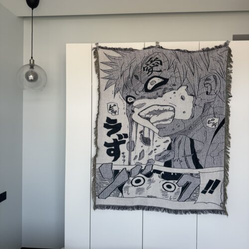 火影忍者我爱罗黑白漫风挂毯 日式暗黑美学客厅卧室艺术装饰毯