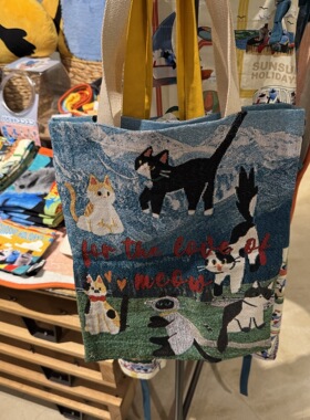 For the love of meow,韩国文艺逛街帆布包文创创意购物袋