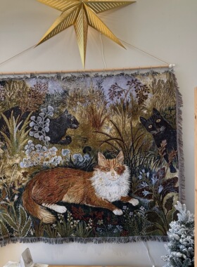 英国民间艺术家安娜·普格（Anna Pugh）复古猫咪油画挂毯