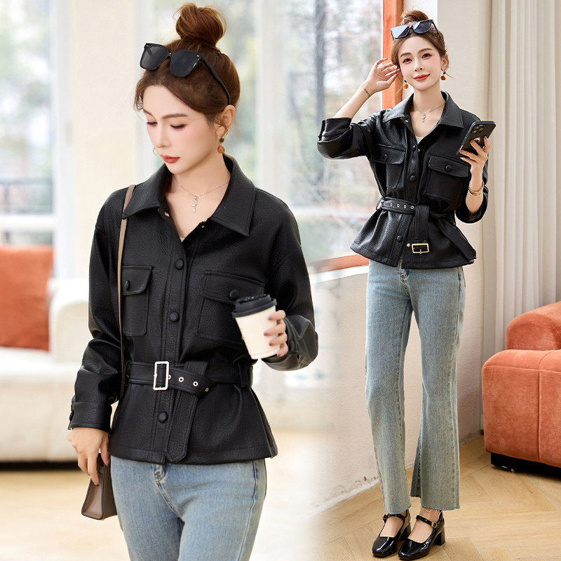 皮衣2025新款今年流行爆款女小个子短款修身收腰超火皮夹克外套女