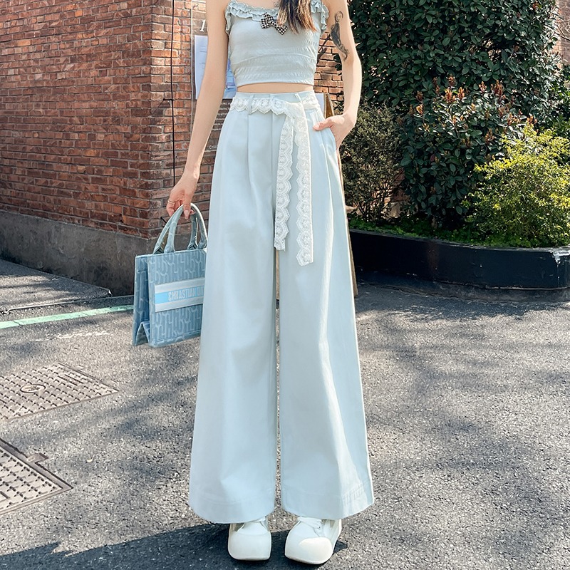 休闲阔腿裤女2025新款夏天穿的薄款裤子夏季垂坠感窄版显瘦直筒裤