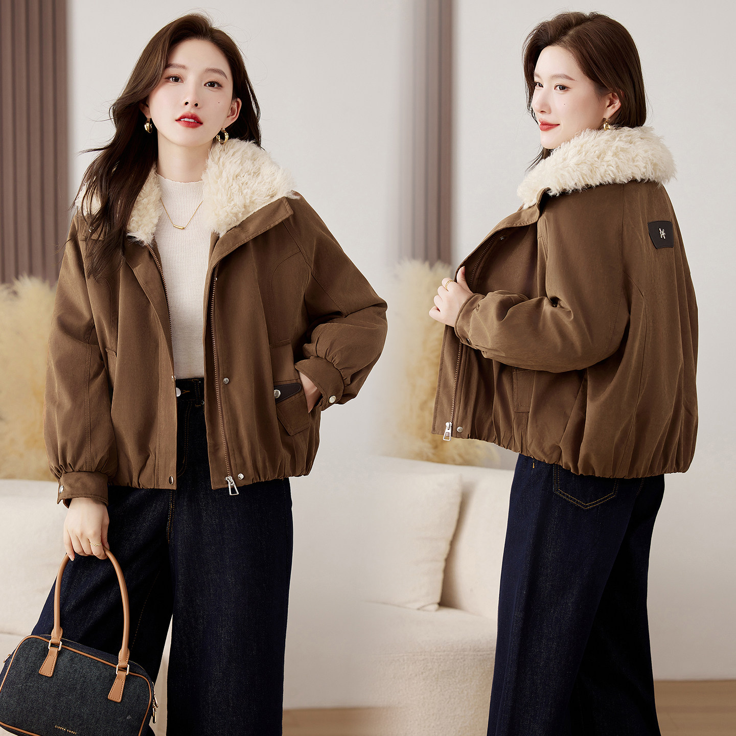 时尚减龄洋气短款派克服女2025冬装新款棉衣宽松加厚保暖外套爆款